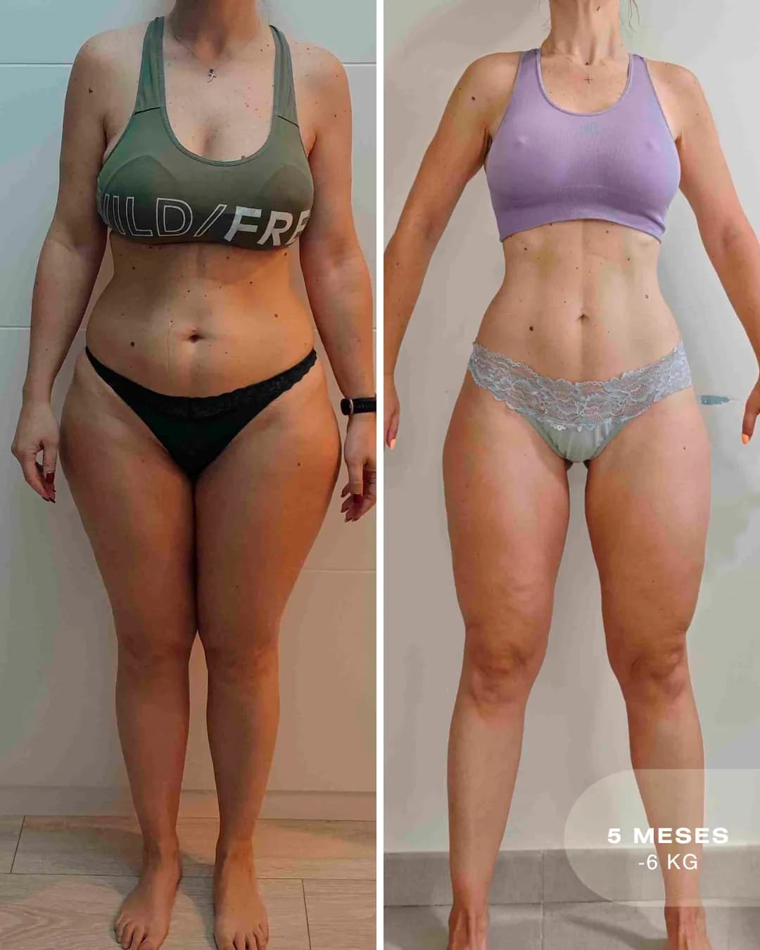 Antes y después de Sandra: -6 kg en 5 meses